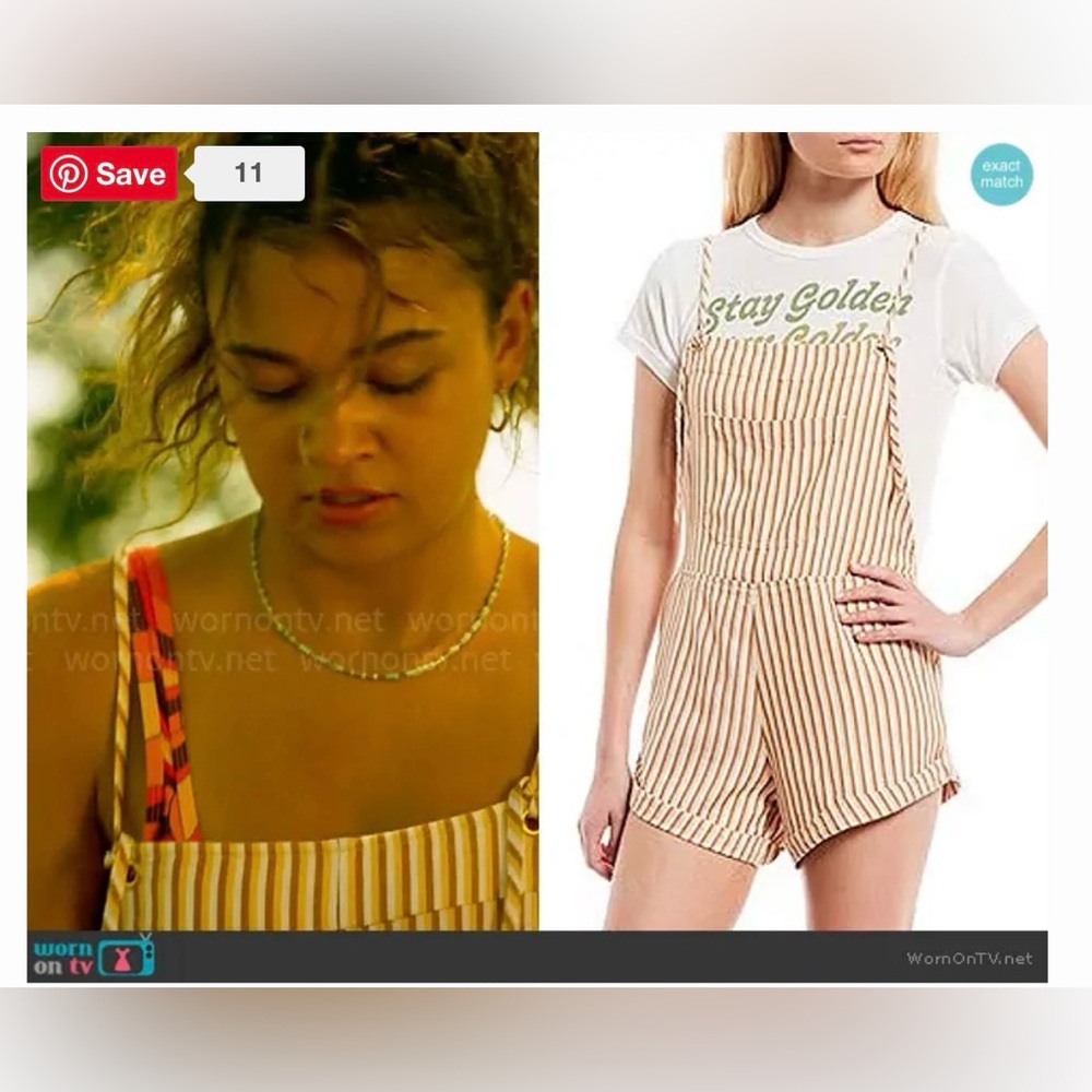 Kiara Outer Banks Billabong Wild Pursuit Overall Brown Tan White Striped Romper